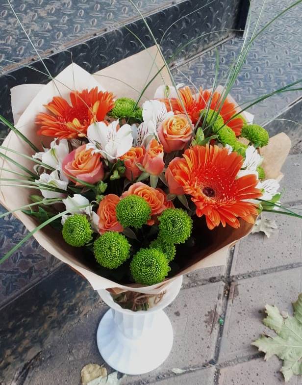 Букет цветов из: Герберы, Хризантемы, Альстромерии и Розы в Потьме