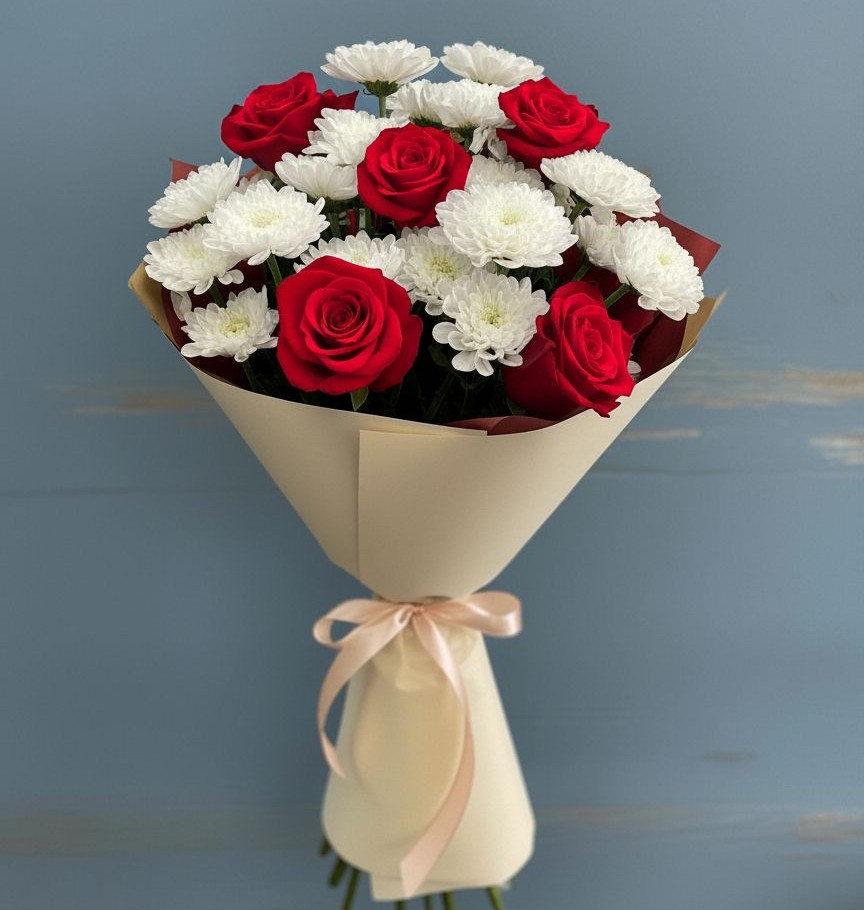 Букет цветов из: Розы и Хризантемы в Потьме