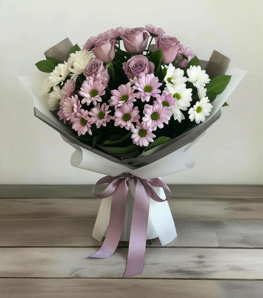 Букет цветов из: Хризантемы и Розы в Потьме