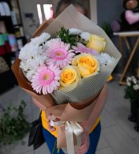 Букет цветов из:  Герберы, Розы и Хризантемы в Потьме