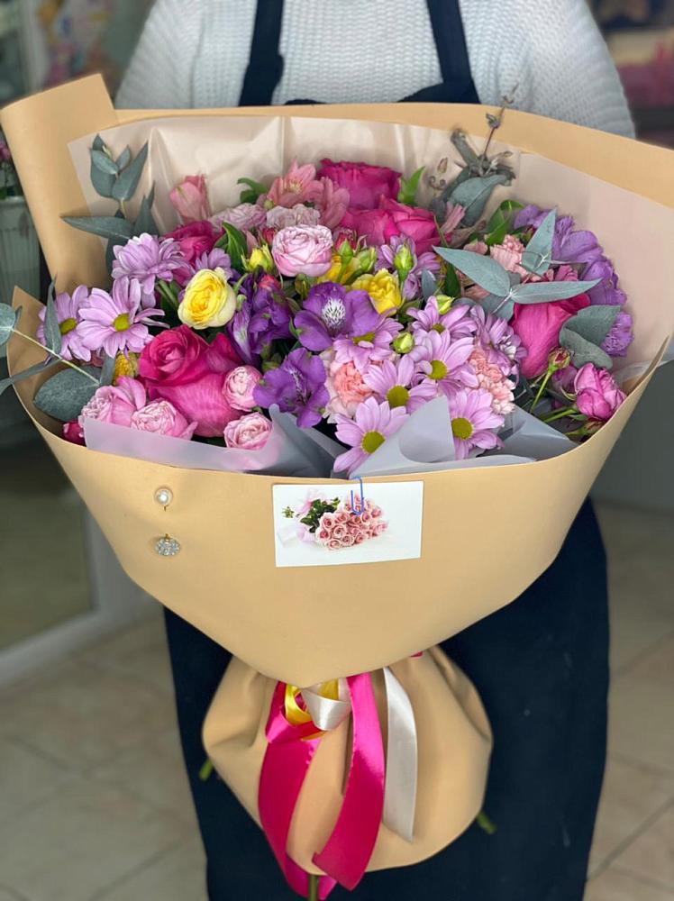 Букет цветов из: Хризантемы, Гвоздики и Альстромерии в Потьме