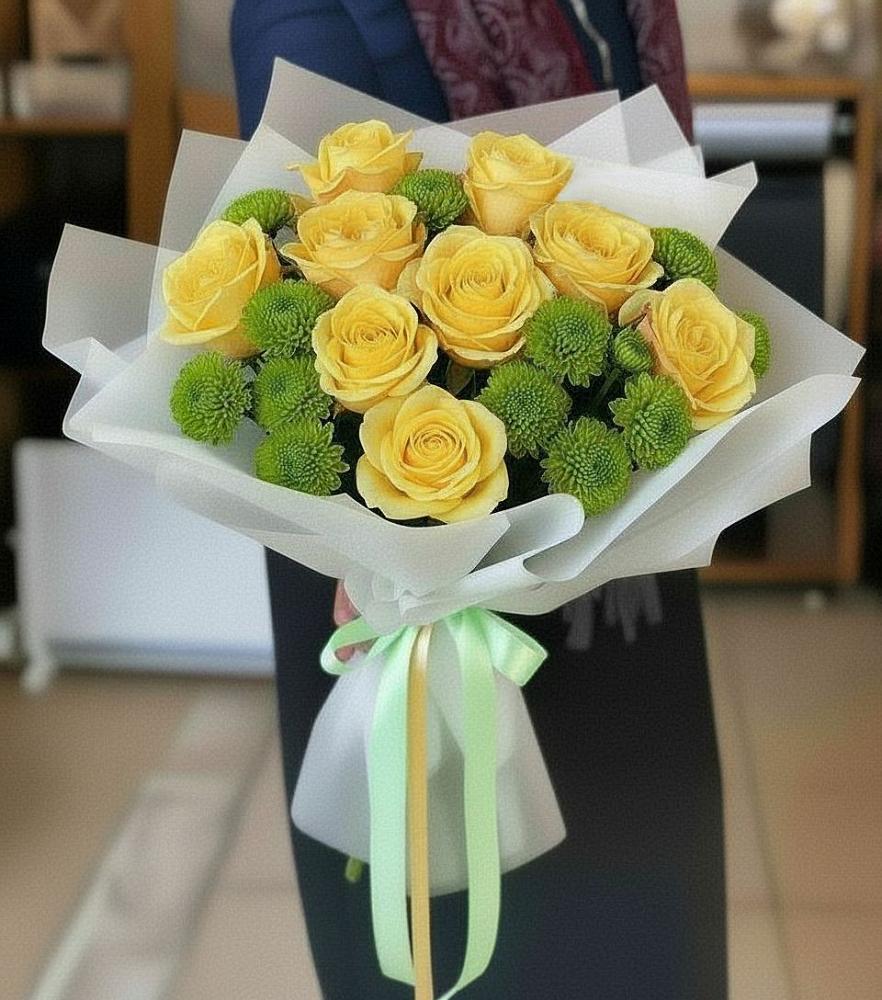 Букет цветов из: Хризантемы и Розы в Потьме