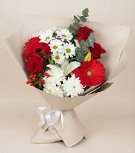 Букет цветов из:  Розы, Хризантемы, Герберы и Лилии в Потьме