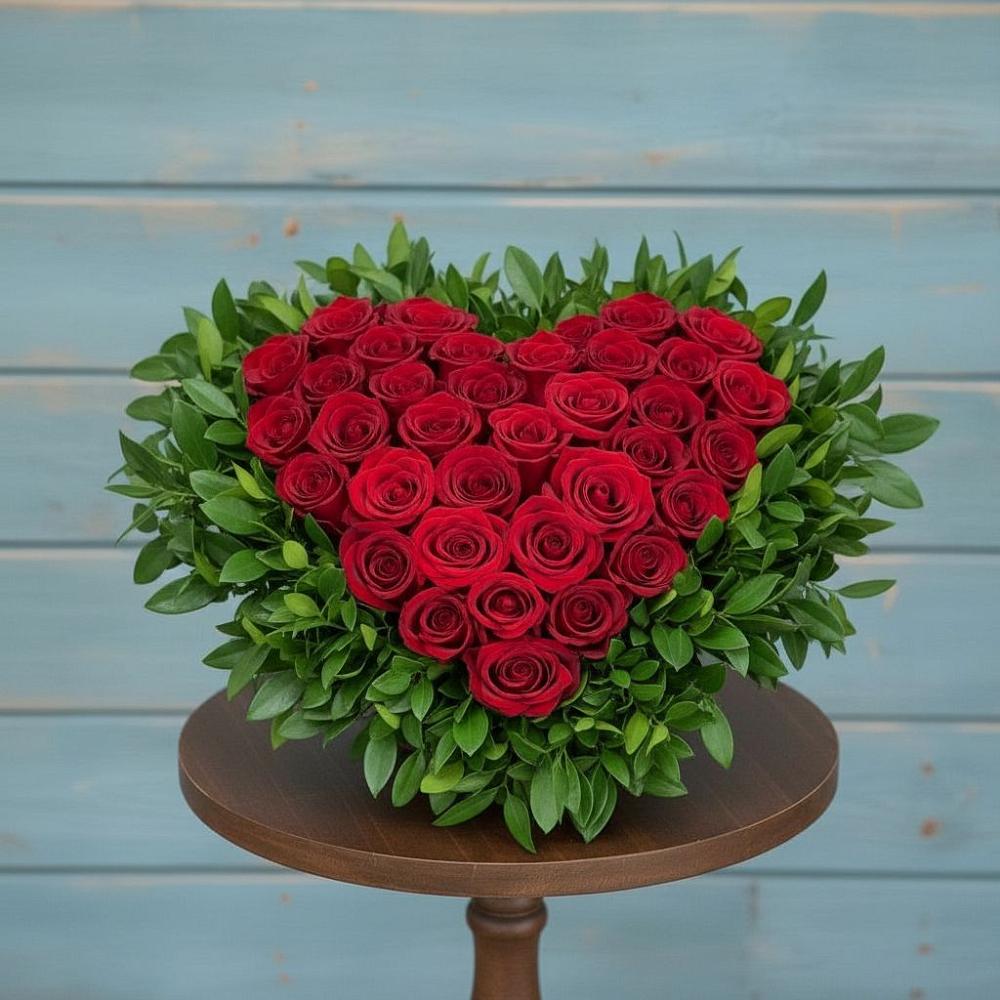 Цветочная композиция из Розы в виде сердца в Потьме