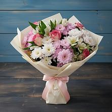 Букет цветов из:  Хризантемы, Альстромерии и Розы в Потьме