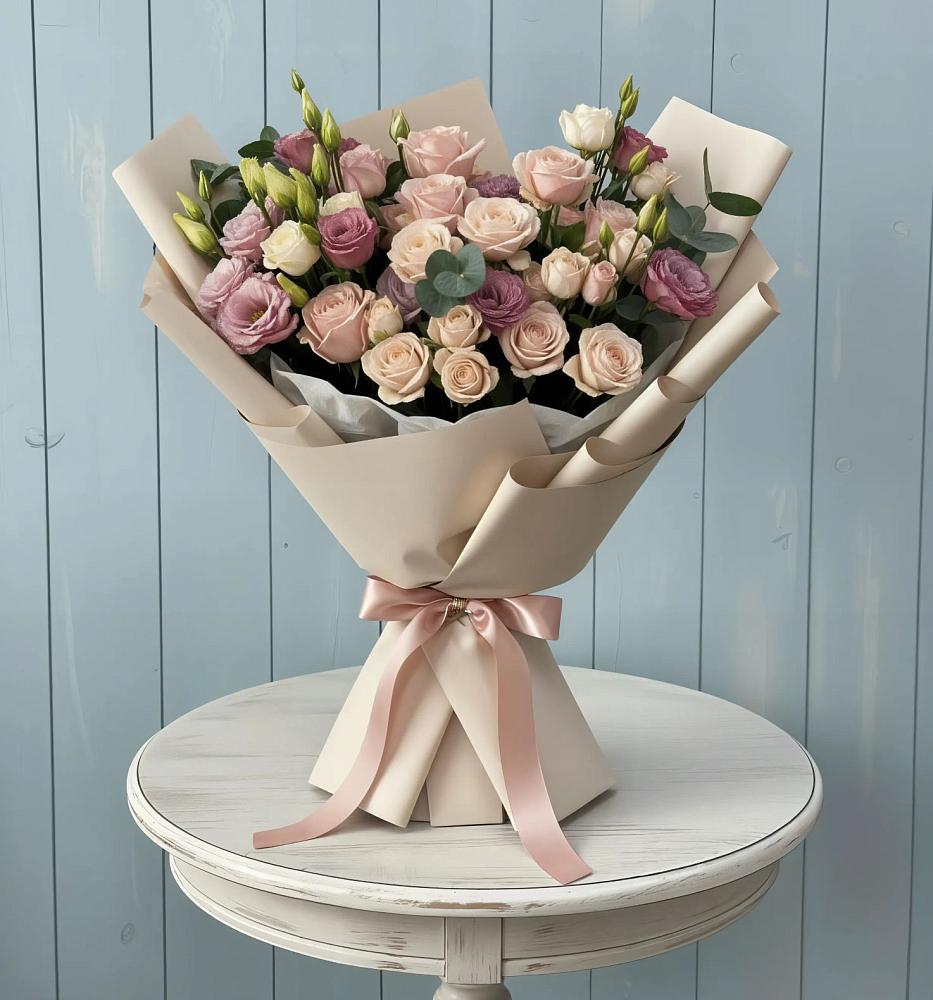 Букет цветов из: Розы и Лизиантусы в Потьме