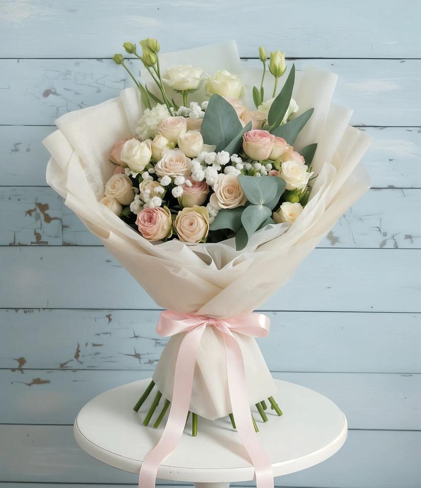 Букет цветов из: Розы и Лизиантусы в Потьме