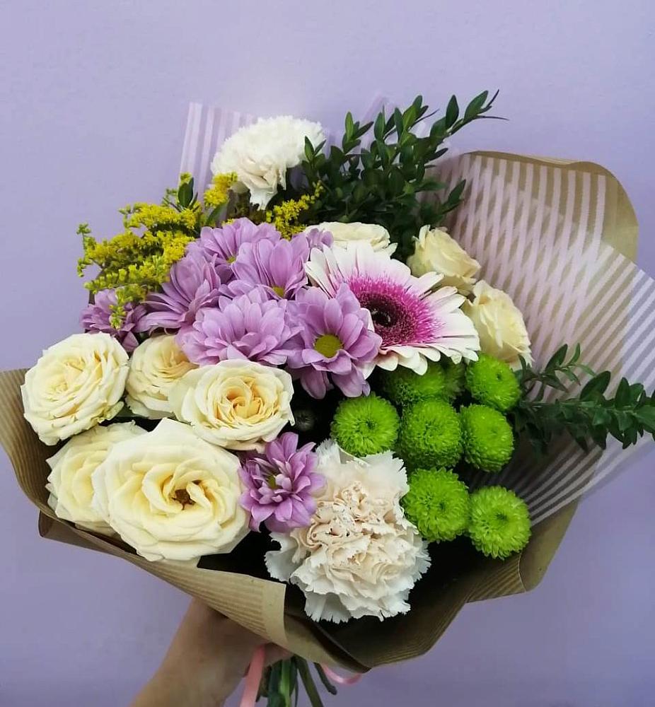 Букет цветов из: Хризантемы, Розы, Гвоздики и Герберы в Потьме