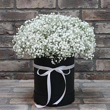 Цветочная композиция из Гипсофила в шляпной коробке в Потьме