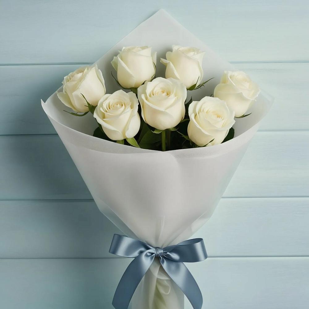 Букет 7 Белых роз Эдлесс Лав в Потьме